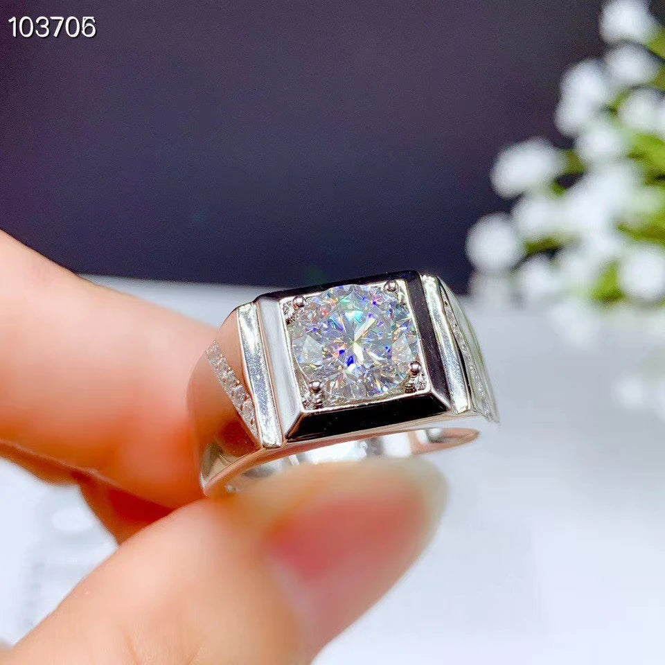 2025 new exquisite sparkling moissanite ring for men 925 sterling silver birthday gift shiny better than diamond strong power