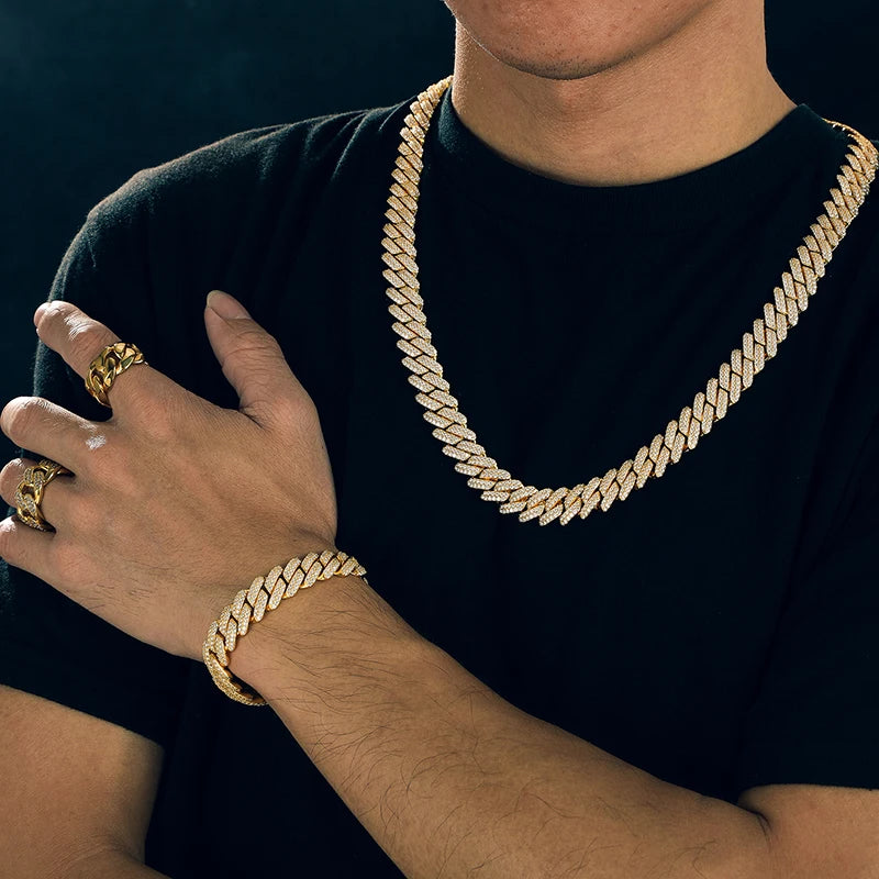14mm S925 Sterling Silver VVS1 Moissanite Diamond Cuban Link Chain Necklace For Men Hip Hop Jewelry Miami Unisex Party Gift