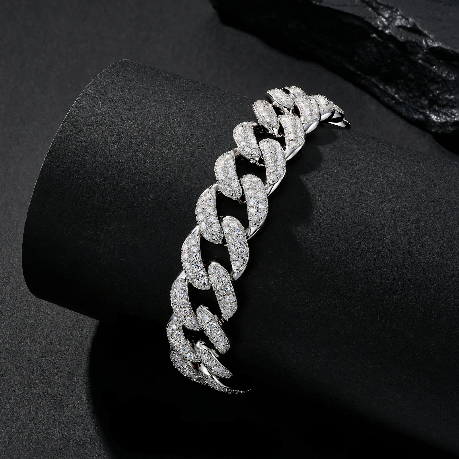 Pass Diamond Tester 925 Sterling Silver Hip Hop 18mm Mosaic Set Moissanite Cuban Chain Clasp for Gift Party Wedding Bracelet