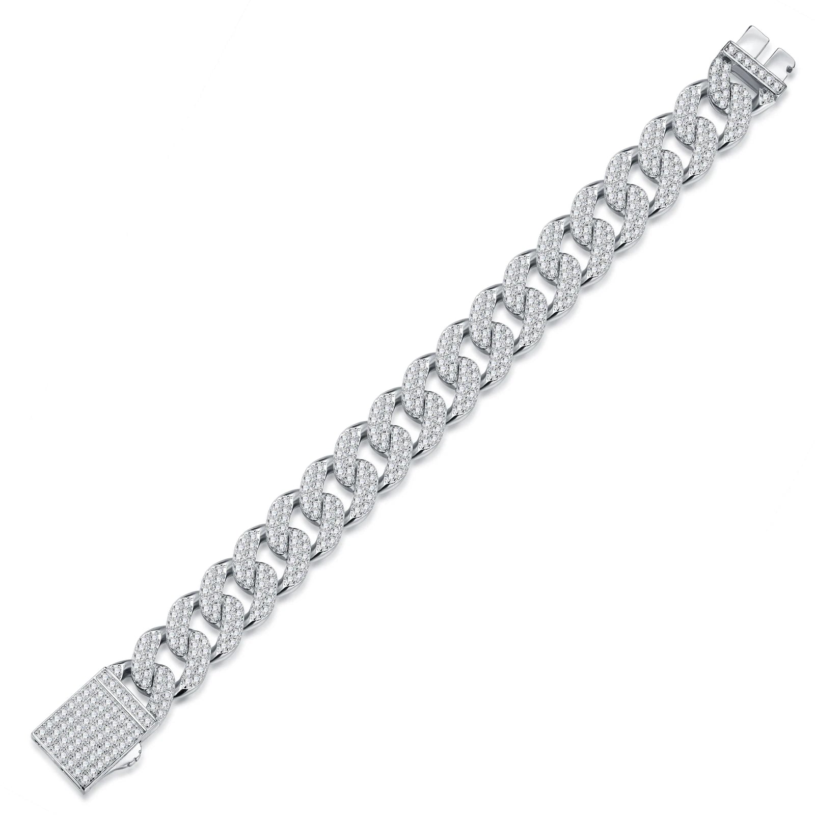 Pass Diamond Tester 925 Sterling Silver Hip Hop 18mm Mosaic Set Moissanite Cuban Chain Clasp for Gift Party Wedding Bracelet