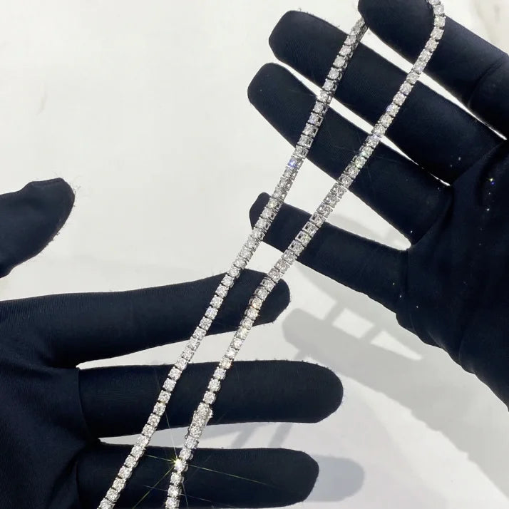 Wholesale Lab Grown Diamond Tennis Chain Necklace 2mm 3mm 4mm 5mm 10K 14K 18K Solid Gold with HPHT CVD Diamond