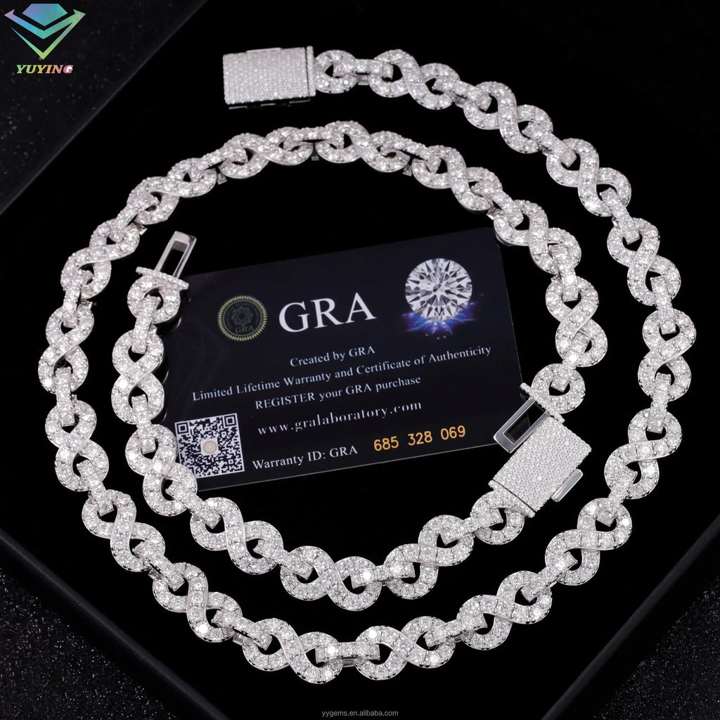 Silver 925 Chain Fashion Jewelry Necklace Hip Hop 18k Gold Plated Necklace VVS Moissanite Cuban Link Chain