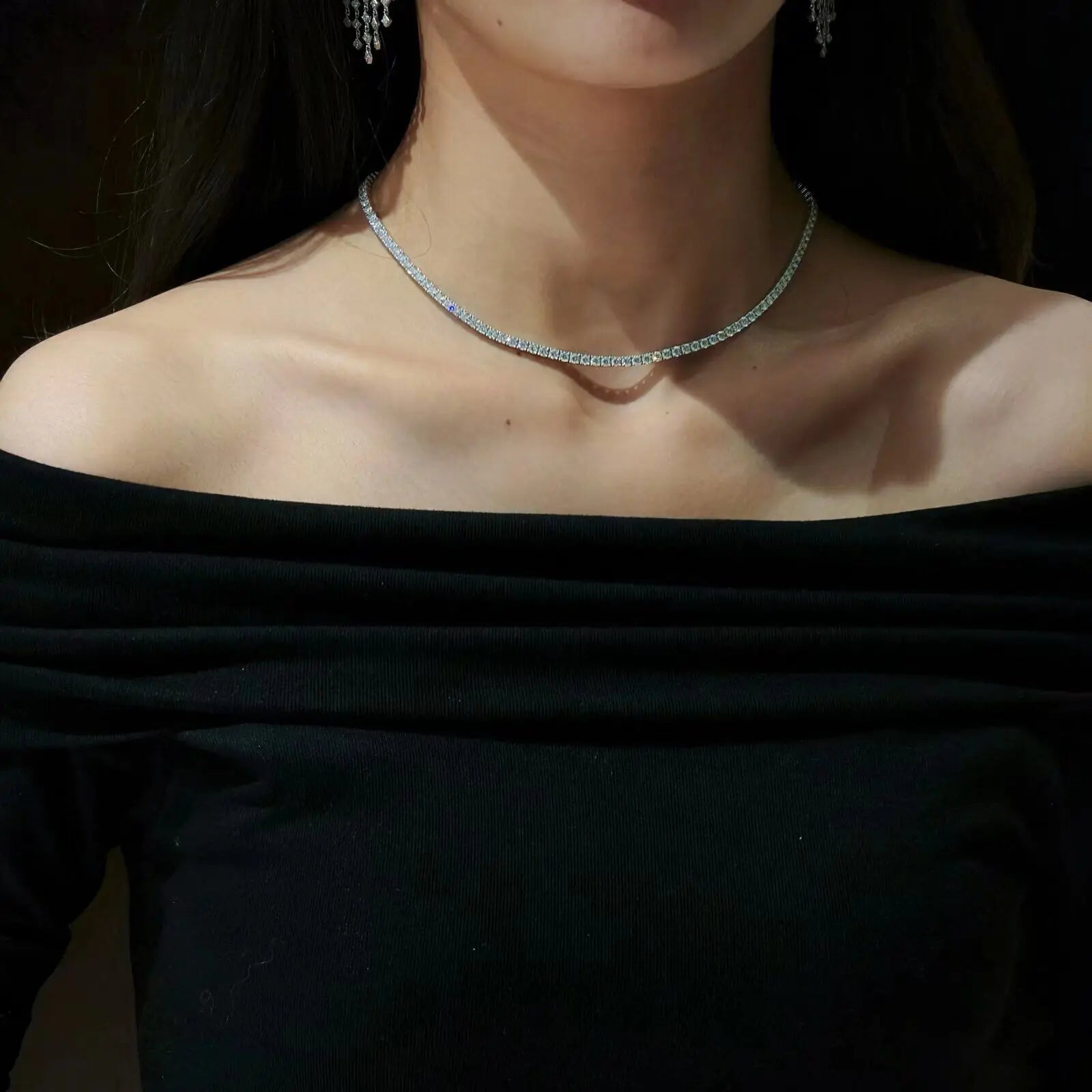 Popular Platinum 14K Gold Plated Lab-grown Diamond 3mm Brilliant-cut Tennis Necklace Hip Style Design-Environmental Friendly