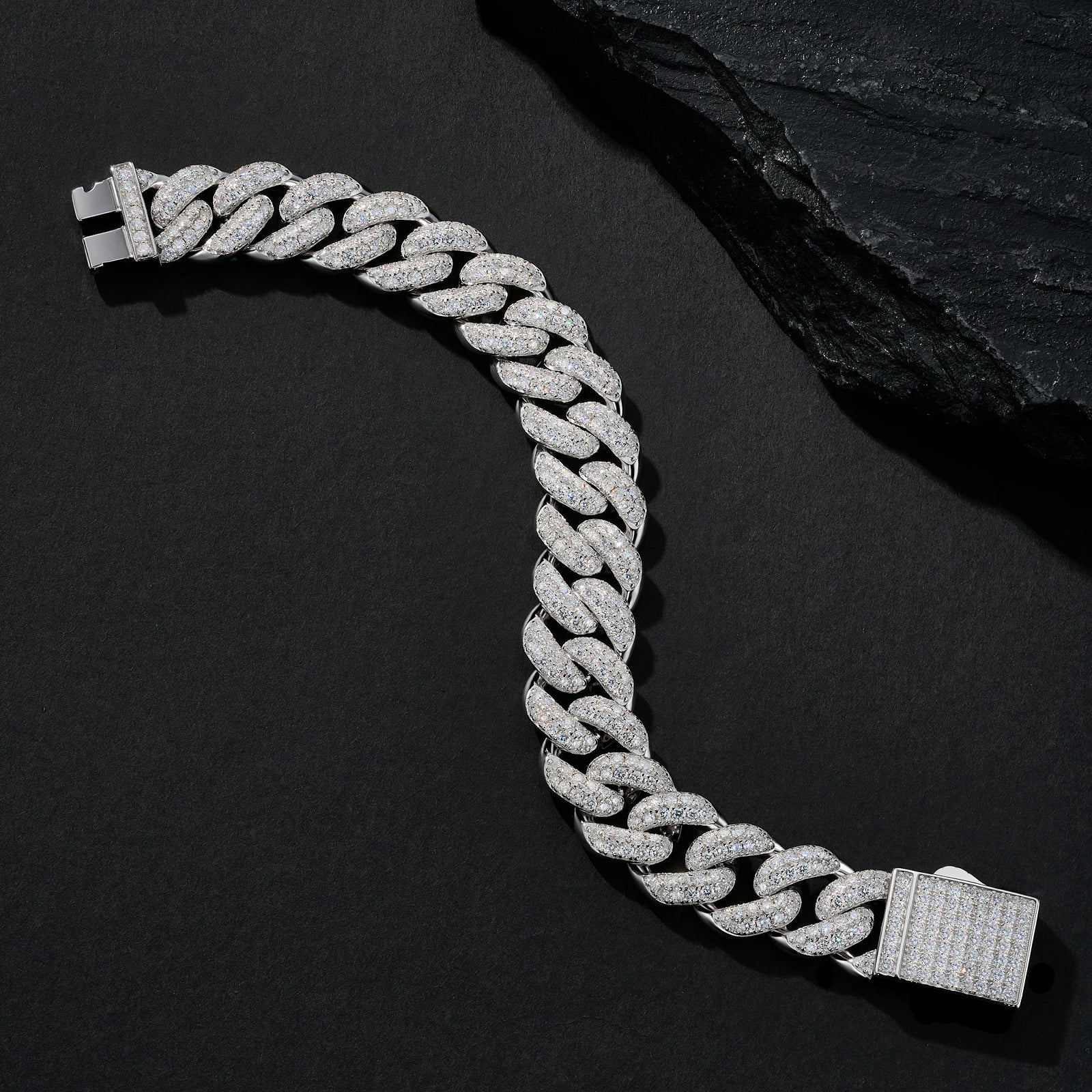 Pass Diamond Tester 925 Sterling Silver Hip Hop 18mm Mosaic Set Moissanite Cuban Chain Clasp for Gift Party Wedding Bracelet