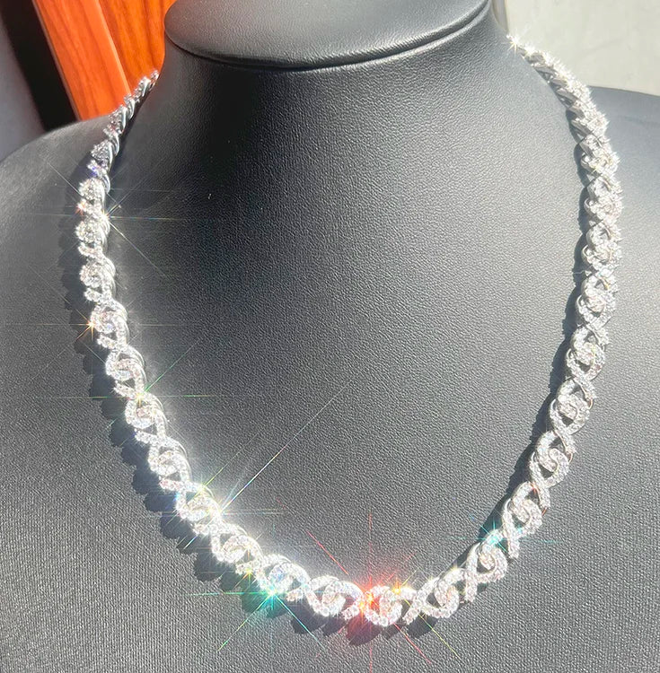 Silver 925 Chain Fashion Jewelry Necklace Hip Hop 18k Gold Plated Necklace VVS Moissanite Cuban Link Chain