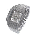 UWIN Hip Hop Skeleton Watch Hollow Out Square Quartz Wrist Watch Daily Waterproof Clock for Women Men