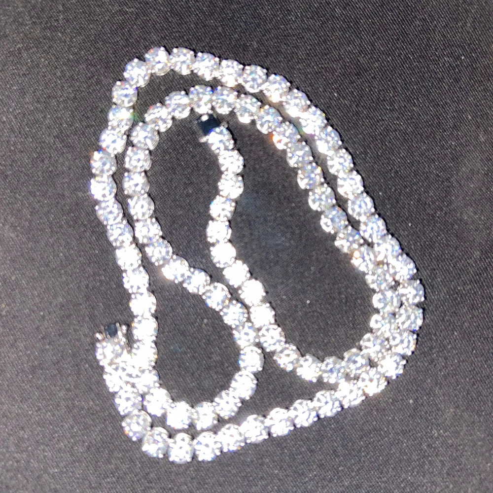 HQ GEMS 20 Inch 5mm Diamond 925 Sterling Silver Hip Hop Iced Out Moissanite Diamond Tennis Chain Necklace
