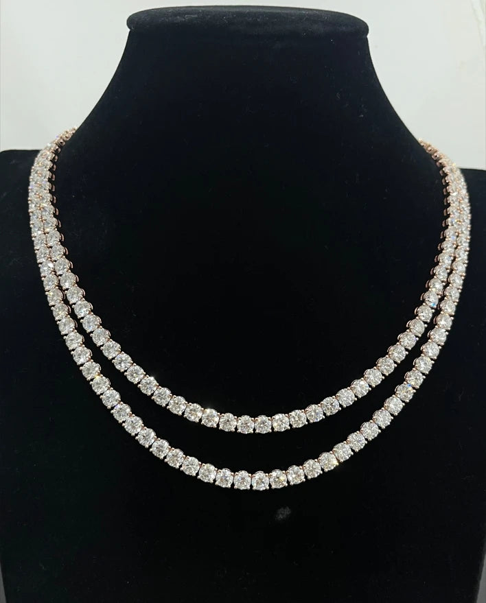Wholesale Lab Grown Diamond Tennis Chain Necklace 2mm 3mm 4mm 5mm 10K 14K 18K Solid Gold with HPHT CVD Diamond