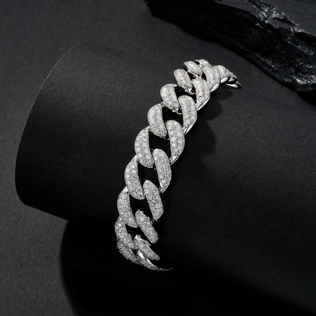 Pass Diamond Tester 925 Sterling Silver Hip Hop 18mm Mosaic Set Moissanite Cuban Chain Clasp for Gift Party Wedding Bracelet