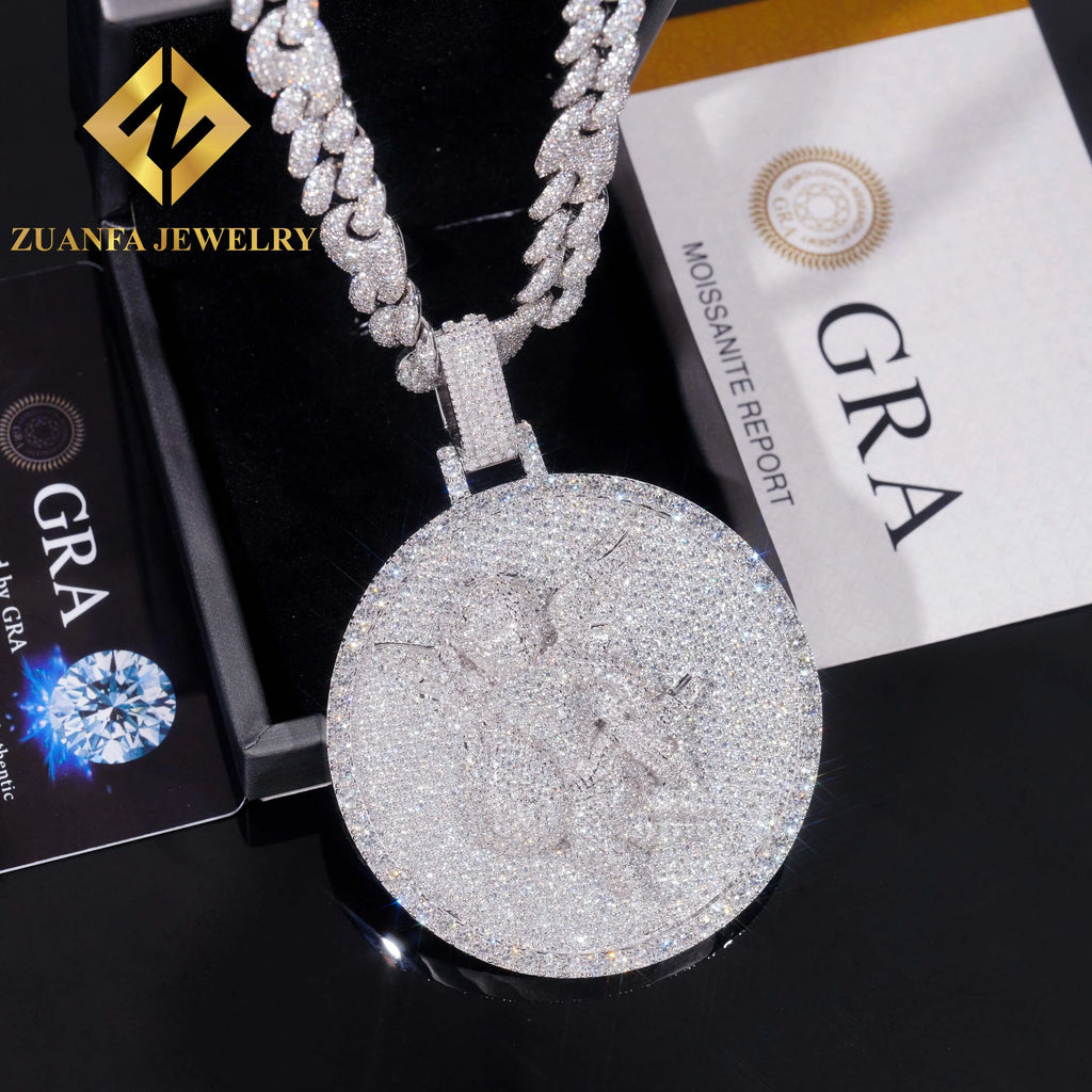 3D Design Angel Pendant Hip Hop 925 Silver Moissanite Pendant Jewelry Rose Gold & Silver Plated Fine Ice Out Pendant for Men