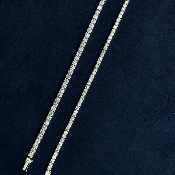 Wholesale Lab Grown Diamond Tennis Chain Necklace 2mm 3mm 4mm 5mm 10K 14K 18K Solid Gold with HPHT CVD Diamond