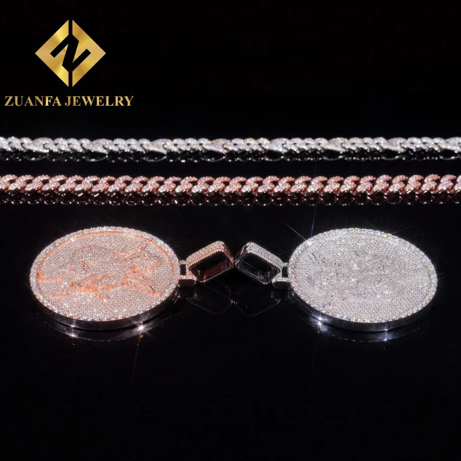 3D Design Angel Pendant Hip Hop 925 Silver Moissanite Pendant Jewelry Rose Gold & Silver Plated Fine Ice Out Pendant for Men