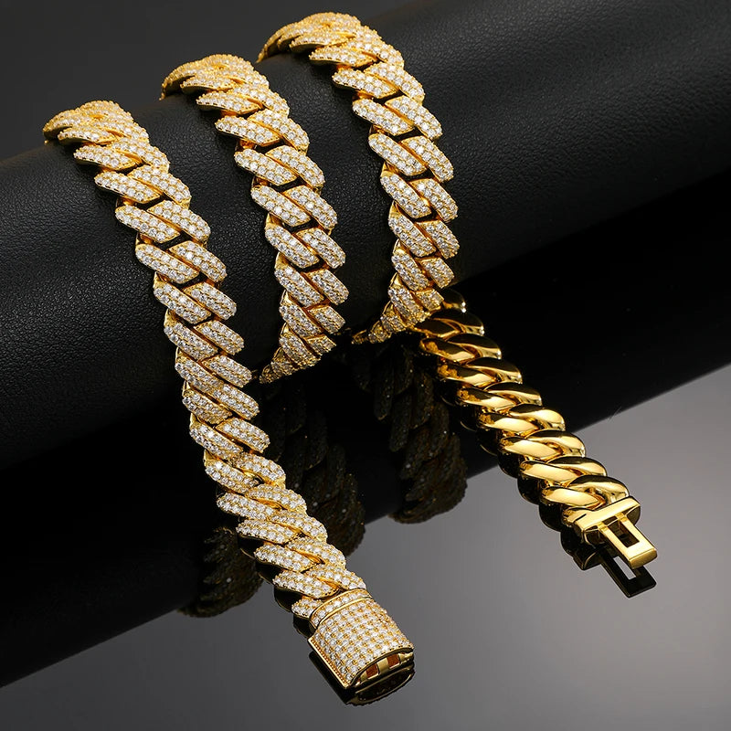 14mm S925 Sterling Silver VVS1 Moissanite Diamond Cuban Link Chain Necklace For Men Hip Hop Jewelry Miami Unisex Party Gift