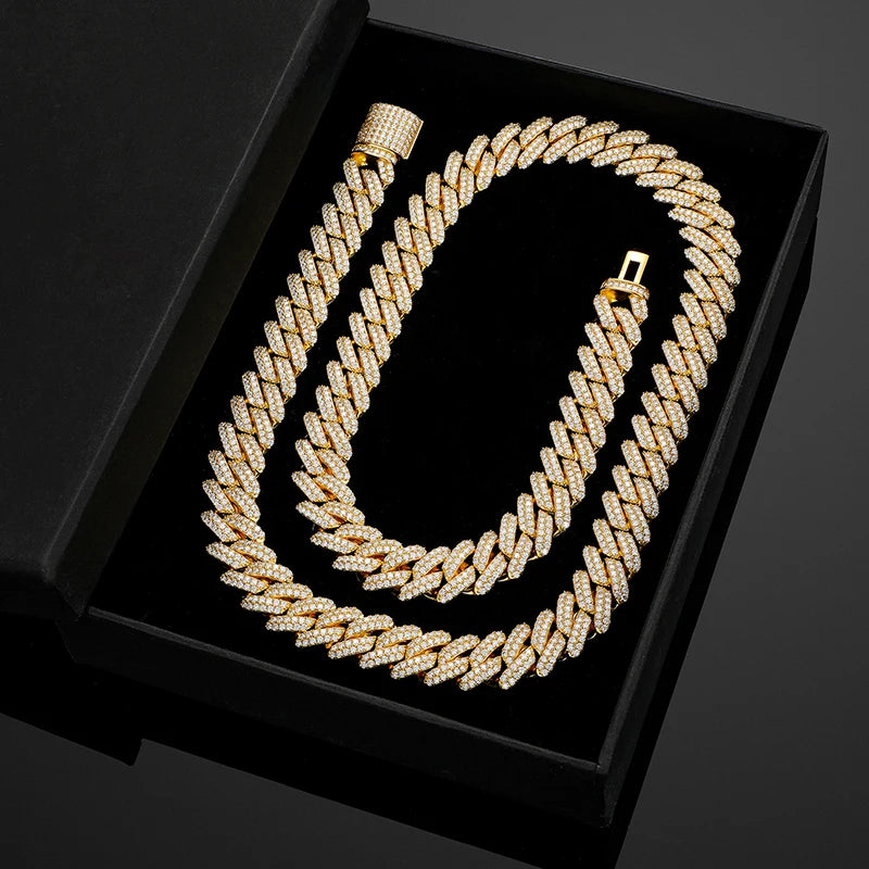 14mm S925 Sterling Silver VVS1 Moissanite Diamond Cuban Link Chain Necklace For Men Hip Hop Jewelry Miami Unisex Party Gift