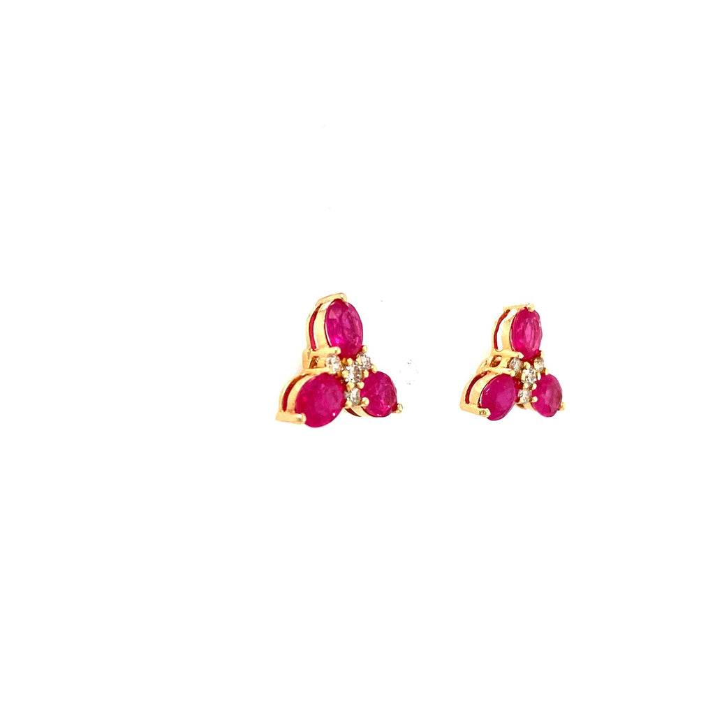 Ruby and Diamond Earring in 14K Yellow Gold - KGT 32993