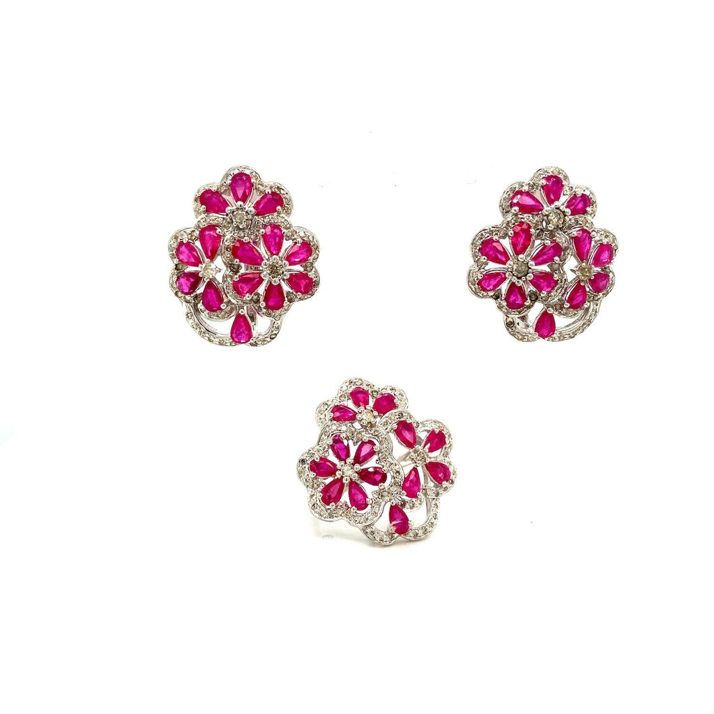 Ruby Jewellery Set in .925 Sterling Silver - KSS 65503