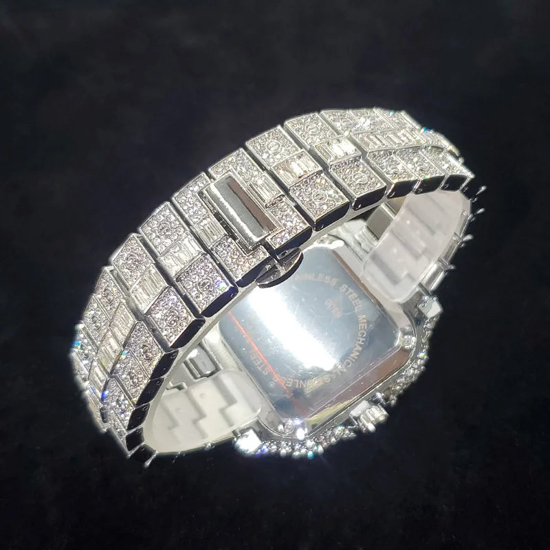 Hot Sale Diamond Watch for Men Top Brand Luxury Ice Wristwatch Fashion Stainless Steel Waterproof Quartz Watches Dropshipping