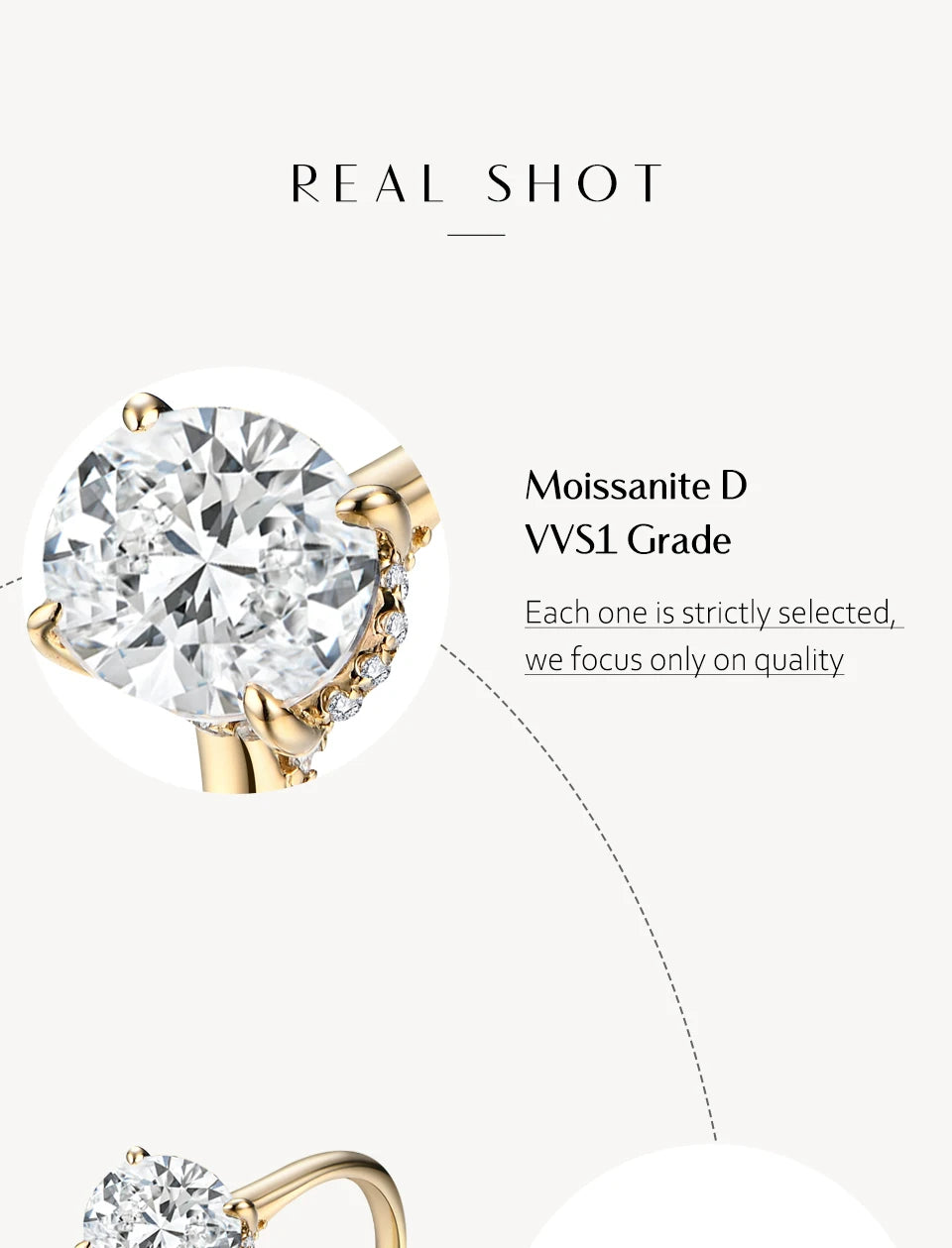 ATTAGEMS AU750 2.0CT Moissanite Ring Oval Cut Lab Diamond Solid 10K 14K 18K Gold For Women Engagement Bride Wedding Fine Jewelry