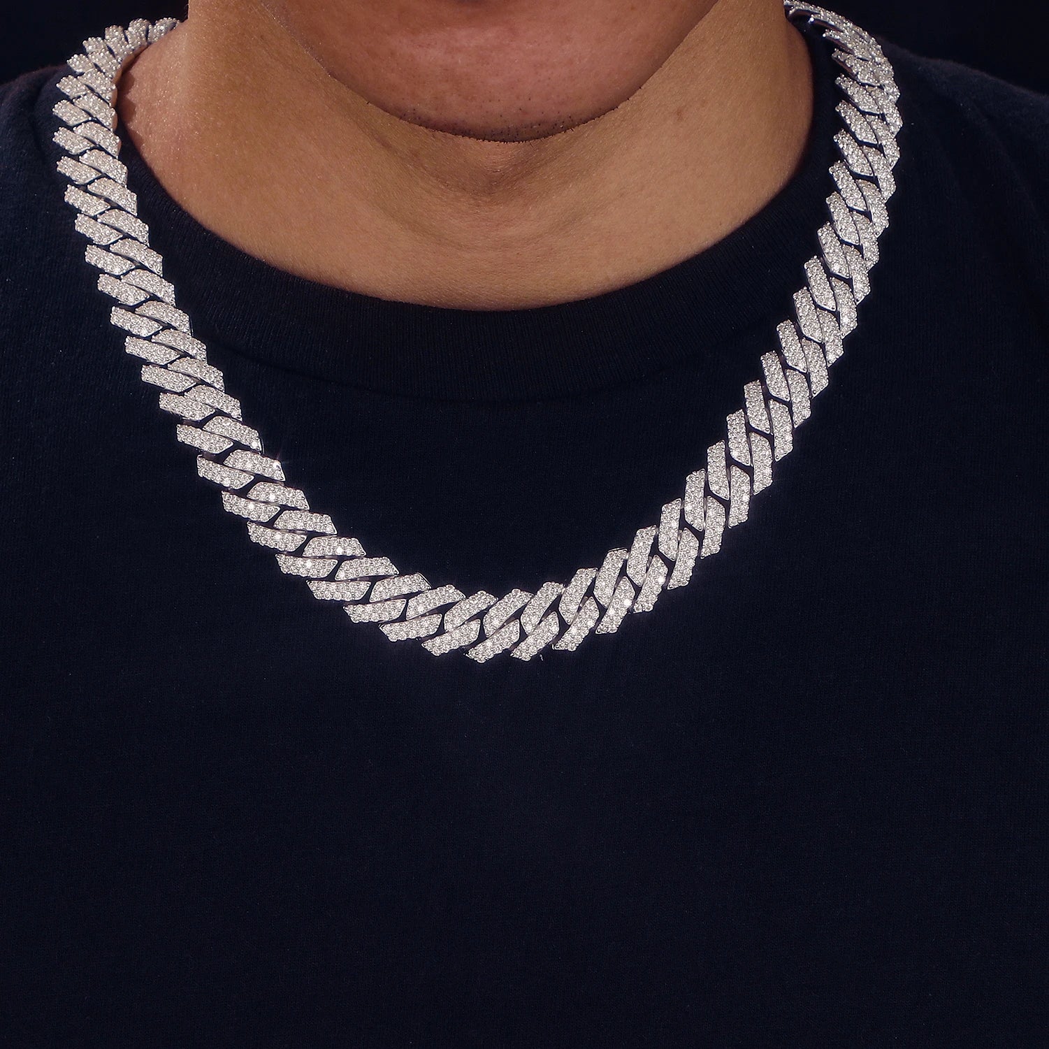 14mm S925 Sterling Silver VVS1 Moissanite Diamond Cuban Link Chain Necklace For Men Hip Hop Jewelry Miami Unisex Party Gift