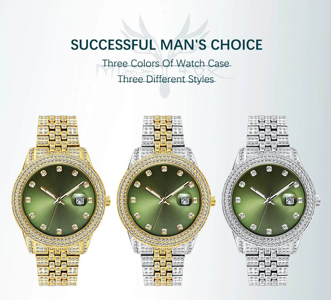 Green Women Watch Elegant Fashion Retro Style Color Ladies Quartz Watches Diamond Band Calendar Waterproof Wristwatch Female