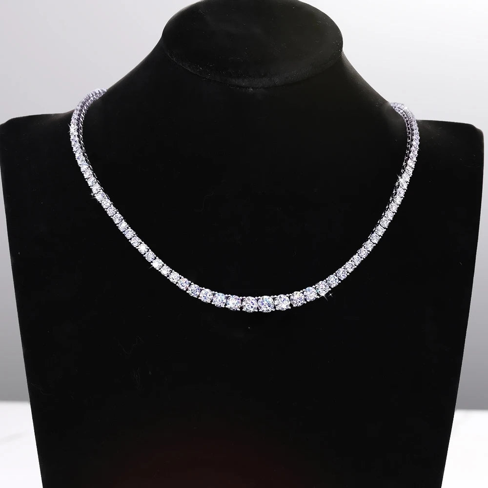 BXINY Luxury Gradient Full Moissanite Tennis Necklaces S925 Silver GRA Certified Diamond for Women Romantic Bridal Gifts Jewelry