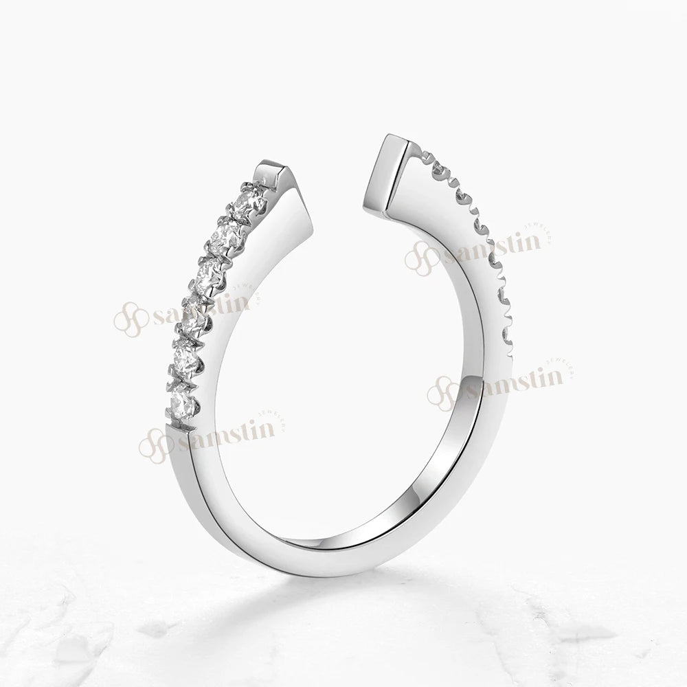 Samstin 0.36CTW Lab Grown Diamonds Opening Ring for Women Men Solid Platinum 950 14K 10K 585 White Gold for Anniversary Party