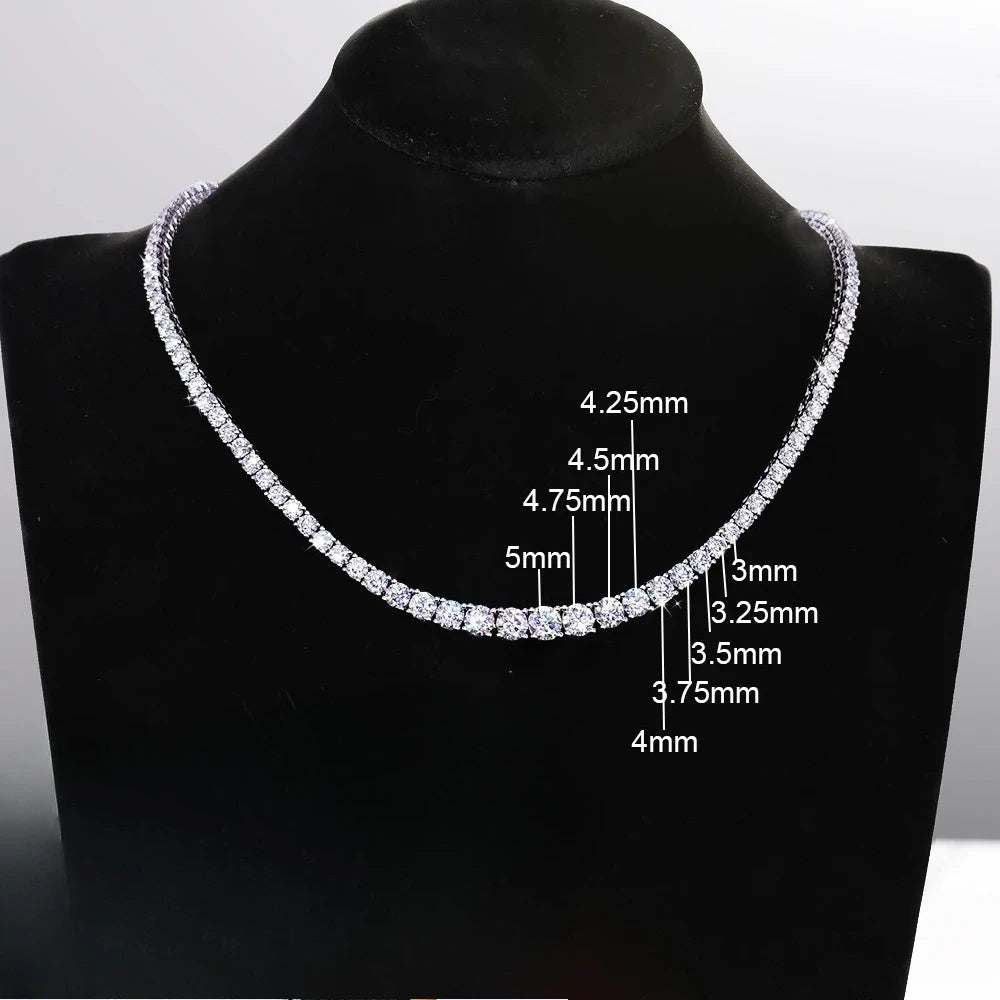 BXINY Luxury Gradient Full Moissanite Tennis Necklaces S925 Silver GRA Certified Diamond for Women Romantic Bridal Gifts Jewelry