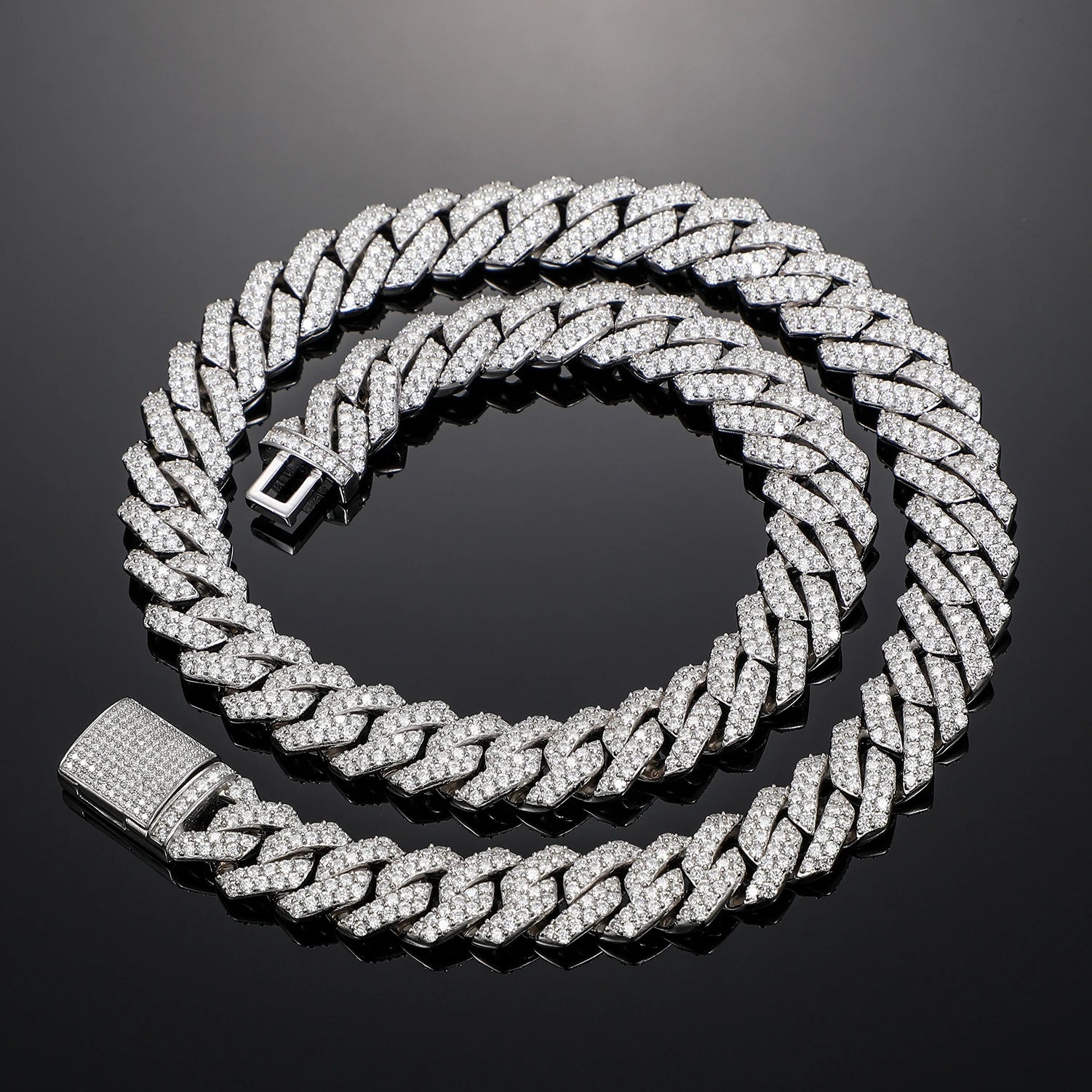 14mm S925 Sterling Silver VVS1 Moissanite Diamond Cuban Link Chain Necklace For Men Hip Hop Jewelry Miami Unisex Party Gift