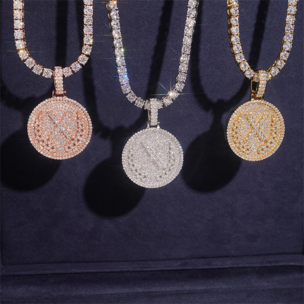 Moissminer X Round Pendant VVS Moissanite S925 Silver Iced Out Necklaces Men Women Hip Hop Jewelry Pass Tester With GRA