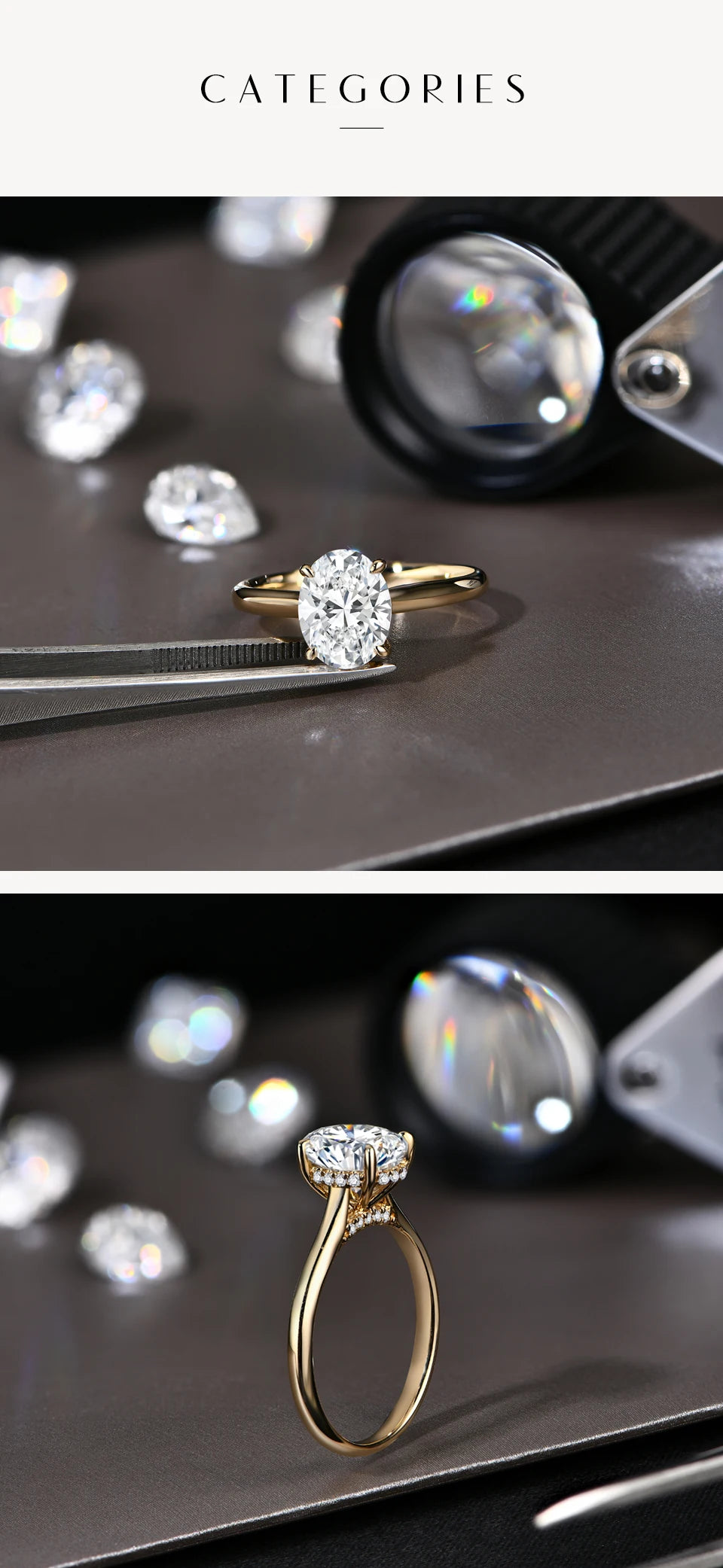ATTAGEMS AU750 2.0CT Moissanite Ring Oval Cut Lab Diamond Solid 10K 14K 18K Gold For Women Engagement Bride Wedding Fine Jewelry