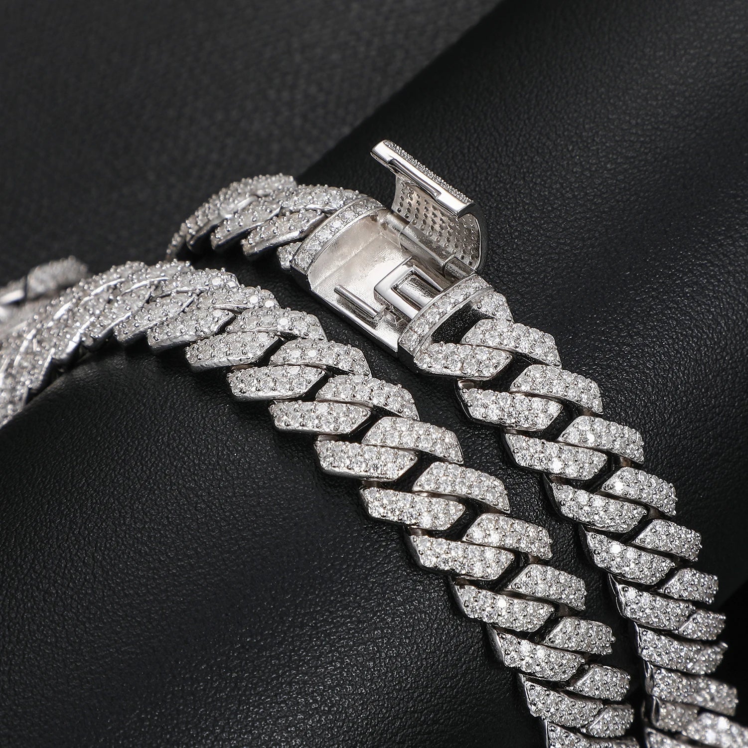 14mm S925 Sterling Silver VVS1 Moissanite Diamond Cuban Link Chain Necklace For Men Hip Hop Jewelry Miami Unisex Party Gift