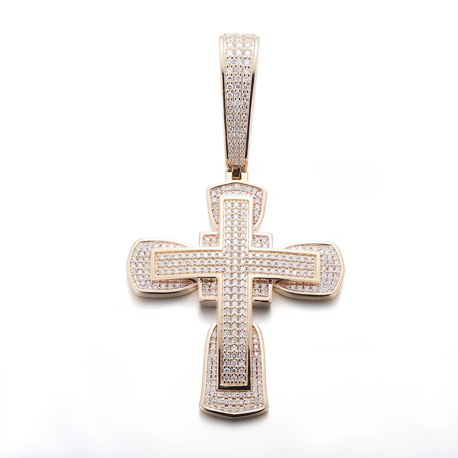 Provence Hip Hop Pendant for Women Moissanite Cross Pendant Custom Jewelry Real K Gold Charm Yellow Gold Pendant