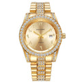 New Business Gentleman's Watch with Single-Fold Clasp Water-Resistant Date Display Luxury Diamond-Set Men's Quartz Timepiece
