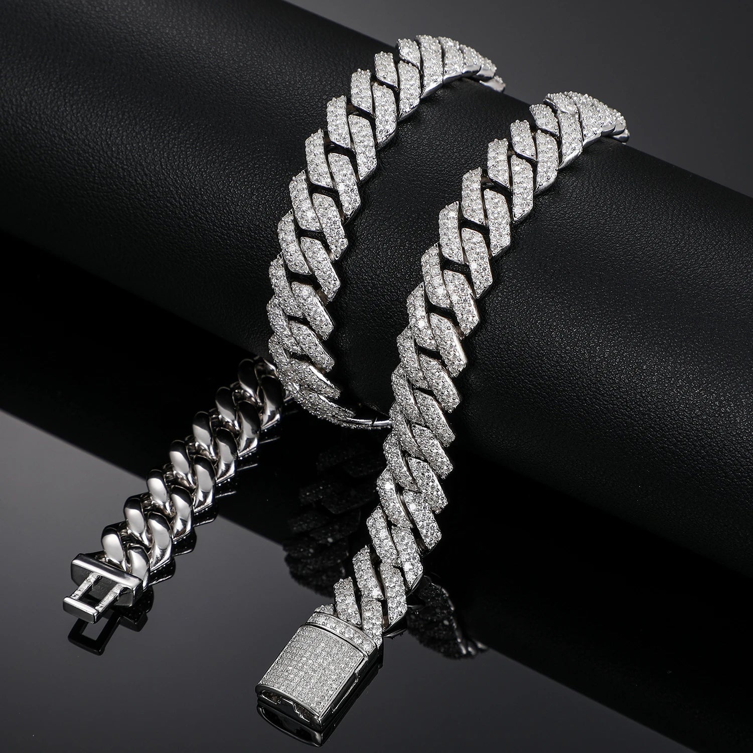 14mm S925 Sterling Silver VVS1 Moissanite Diamond Cuban Link Chain Necklace For Men Hip Hop Jewelry Miami Unisex Party Gift