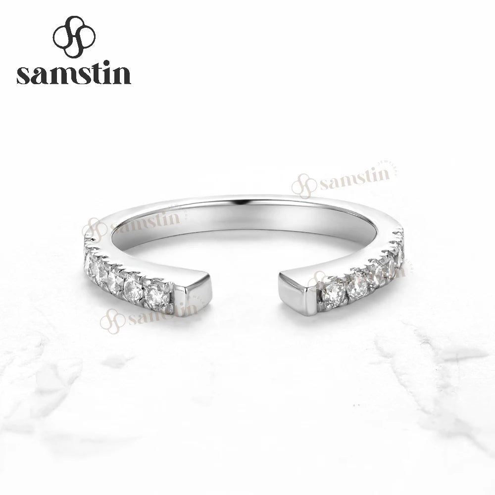 Samstin 0.36CTW Lab Grown Diamonds Opening Ring for Women Men Solid Platinum 950 14K 10K 585 White Gold for Anniversary Party