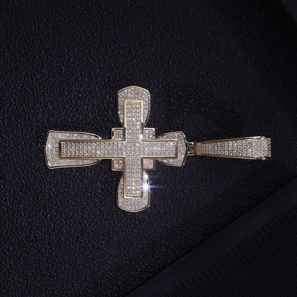 Provence Hip Hop Pendant for Women Moissanite Cross Pendant Custom Jewelry Real K Gold Charm Yellow Gold Pendant