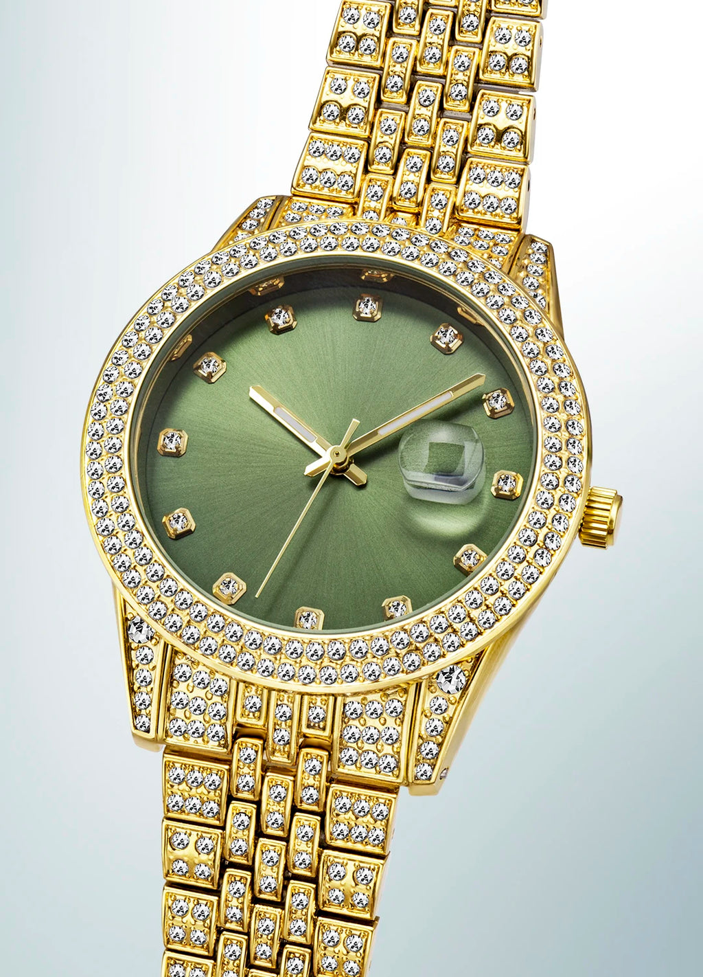 Green Women Watch Elegant Fashion Retro Style Color Ladies Quartz Watches Diamond Band Calendar Waterproof Wristwatch Female