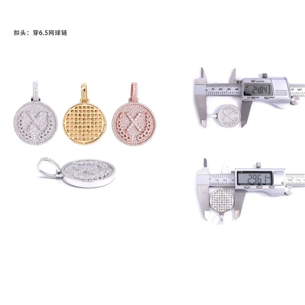 Moissminer X Round Pendant VVS Moissanite S925 Silver Iced Out Necklaces Men Women Hip Hop Jewelry Pass Tester With GRA