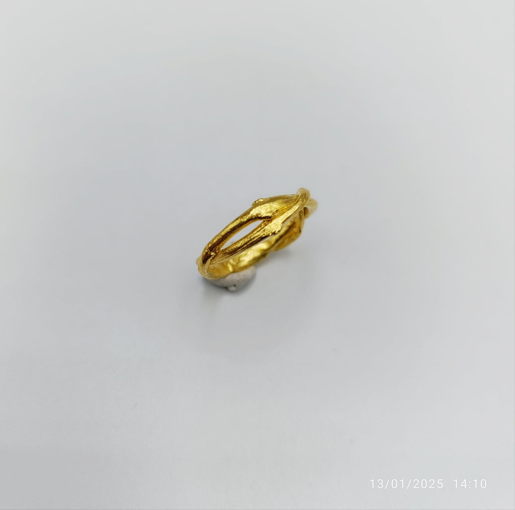 Silver Olive Branch Ring, Gold-Plated Sterling Silver Jewelry, Gold Band, Gift for Her, Birthday Gift for Women, Handmade Jewelry