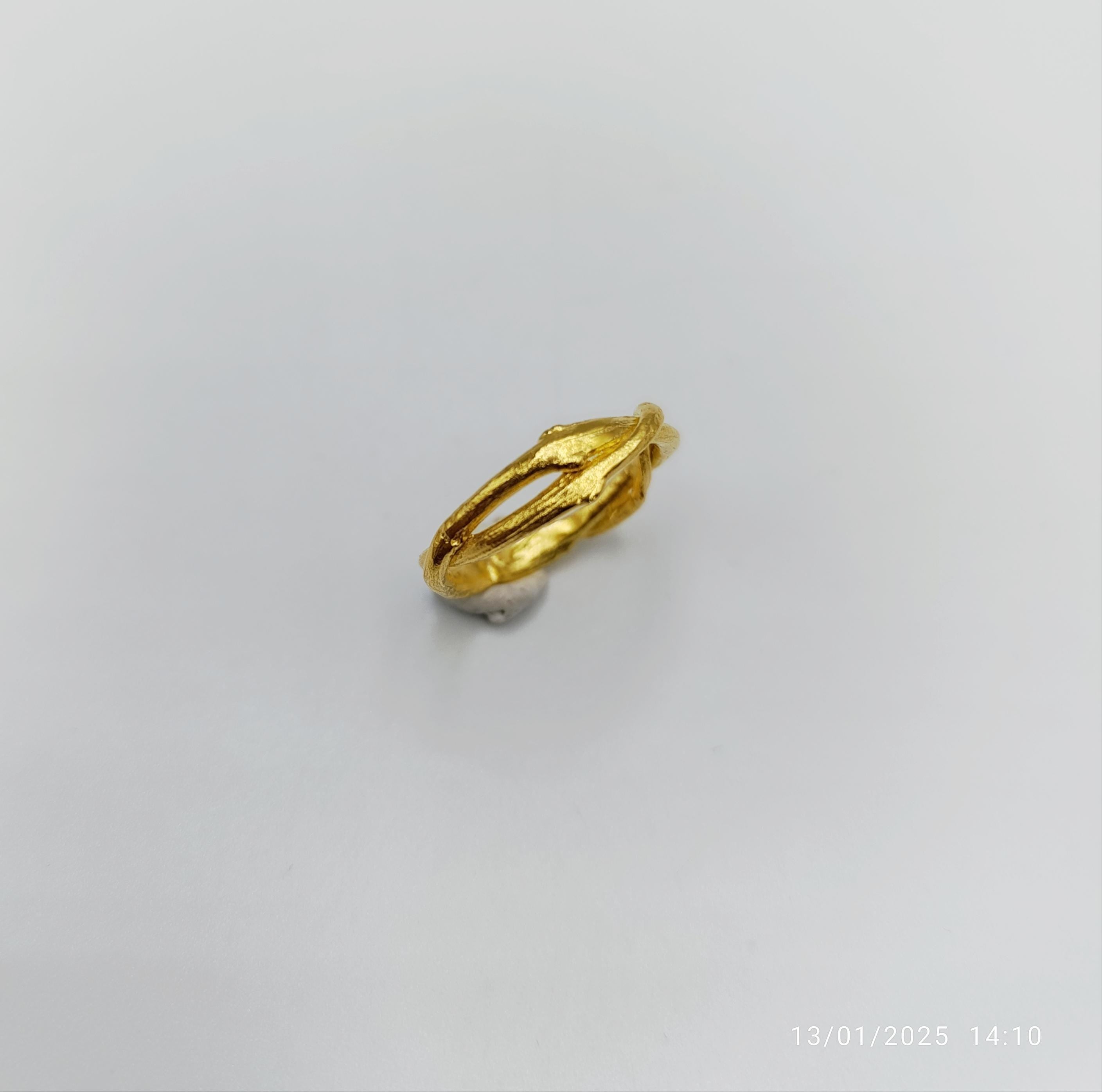 Silver Olive Branch Ring, Gold-Plated Sterling Silver Jewelry, Gold Band, Gift for Her, Birthday Gift for Women, Handmade Jewelry